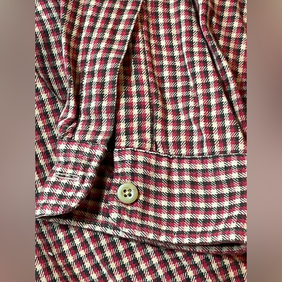 Y2K Abercrombie & Fitch men XL Red Tan checkered Shirt Long Sleeve Pocket Cotton - Picture 7 of 16